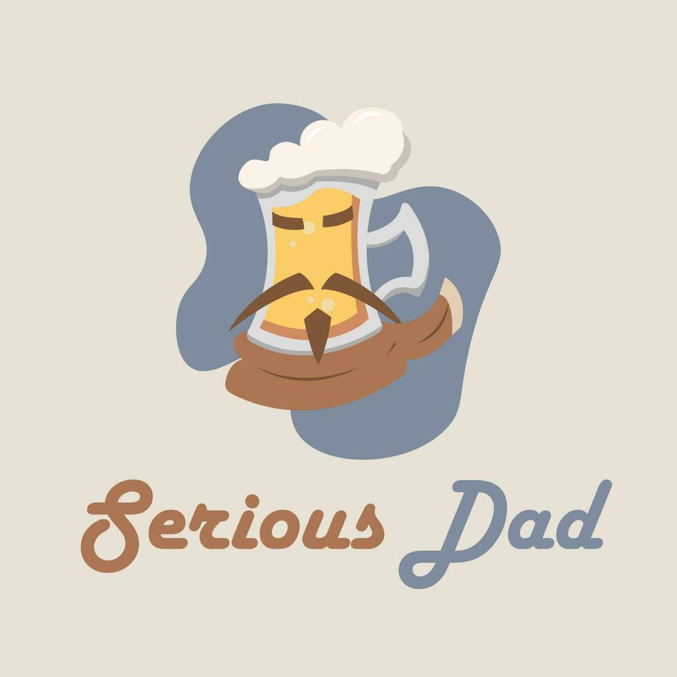 Hipster beer character with mustache Father day template Vector illustration