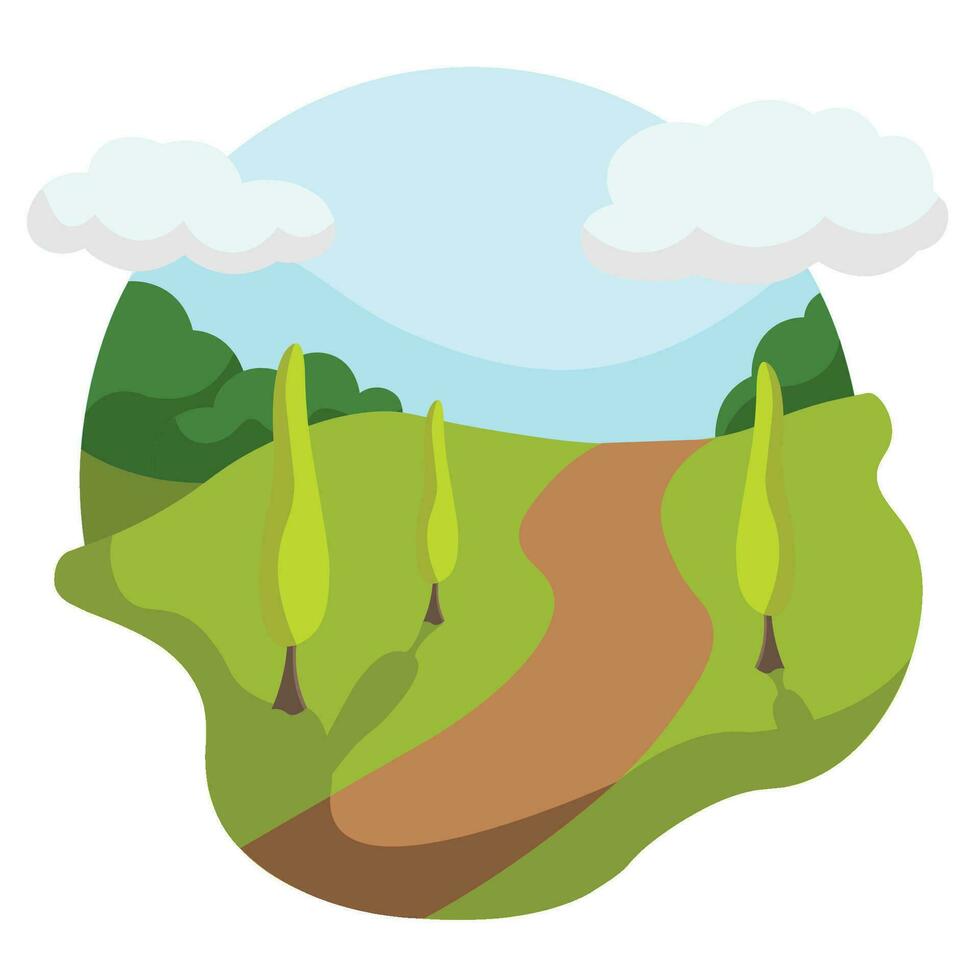 aislado verano paisaje con la carretera y arboles vector ilustración