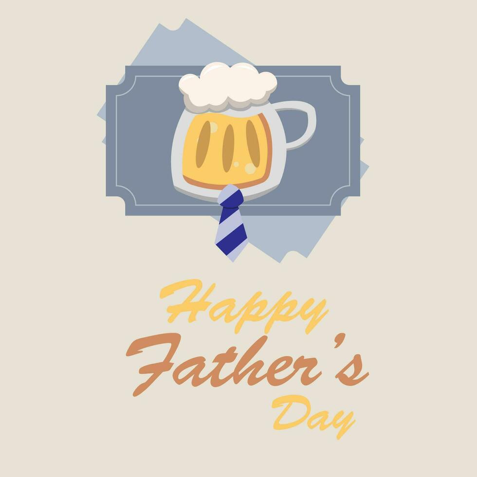 Hipster beer character with mustache Father day template Vector illustration