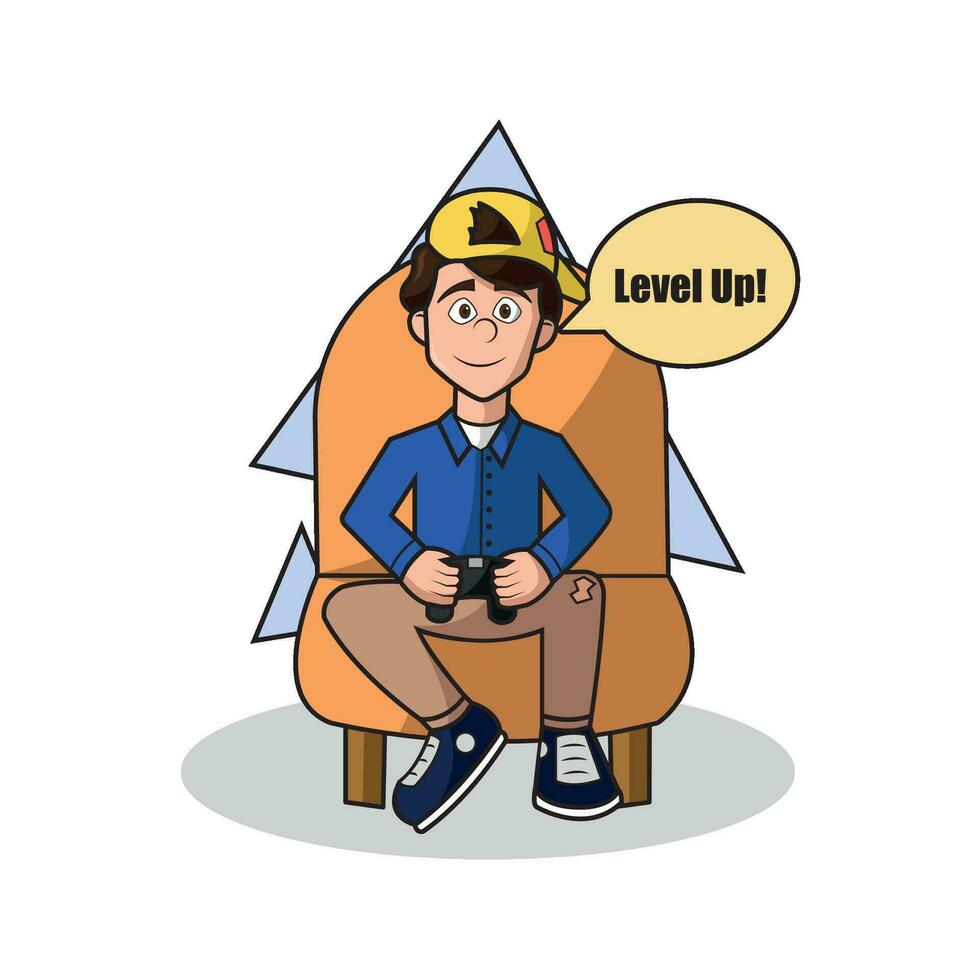 Isolated happy boy character with a hat and joystick Vector illustration
