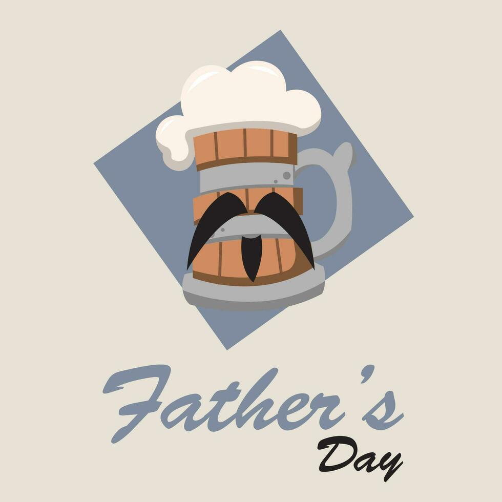 Hipster beer character with mustache Father day template Vector illustration