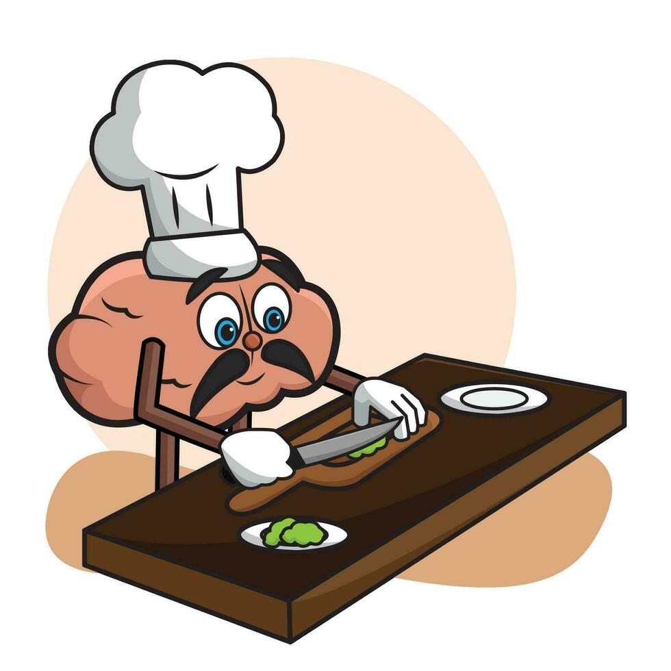 Isolated chef brain cartoon character with hat Vector illustration
