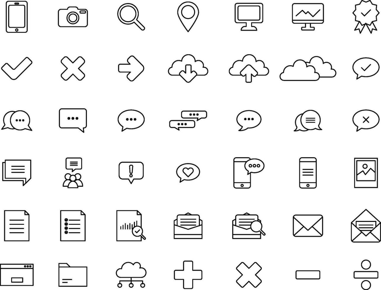 plano diseño vector tecnología red Mensajero icono colección conjunto