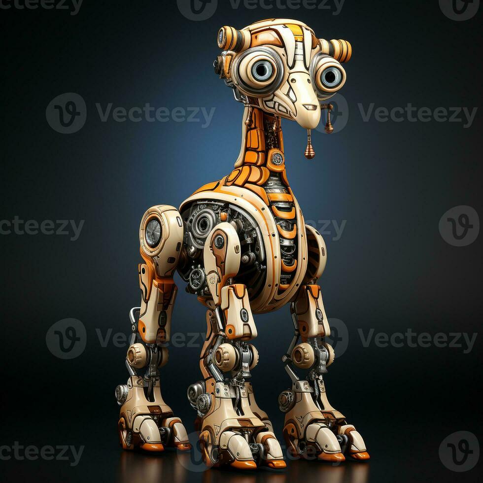 AI generated 3D cartoon giraffe robot photo