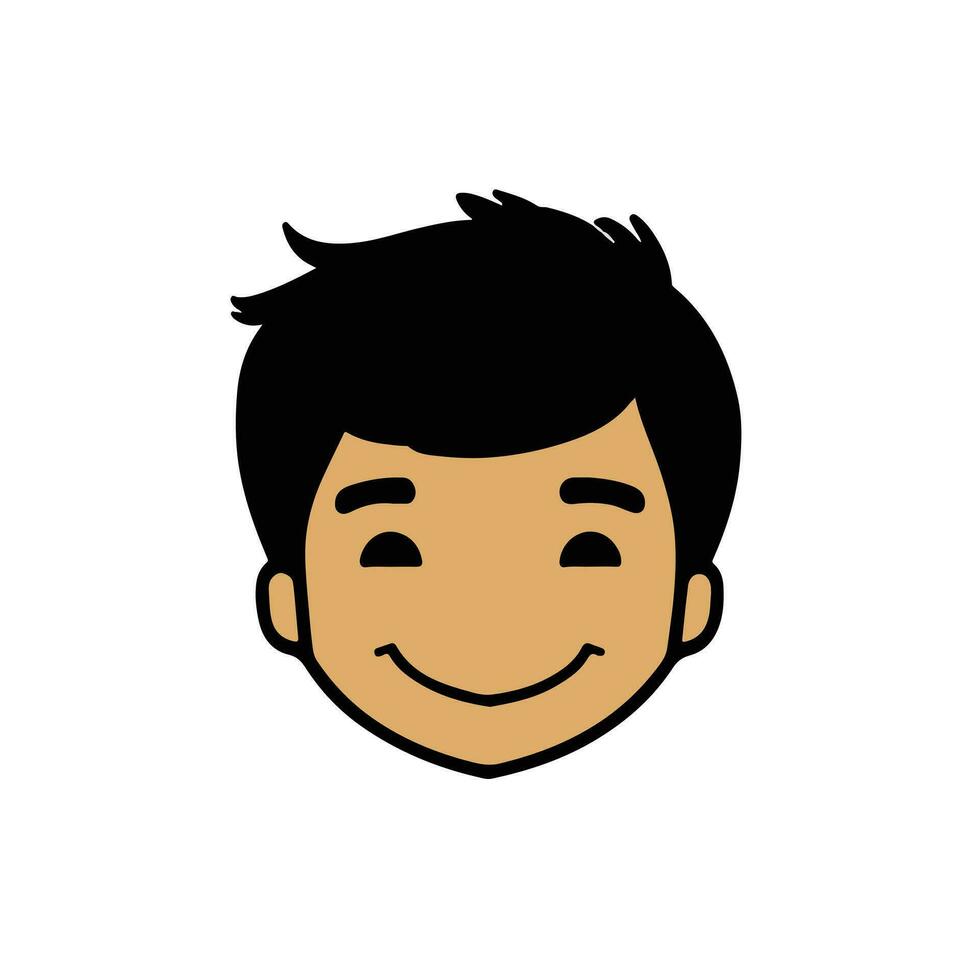 Cute boy face vector cartoon illustration