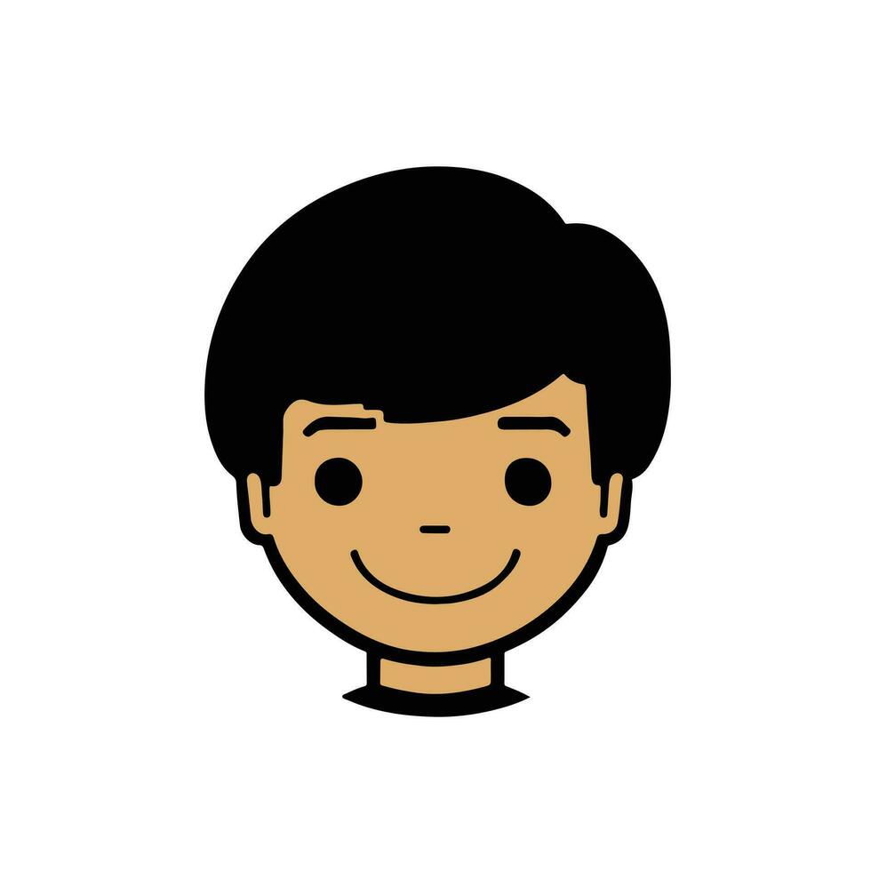 Cute boy face vector cartoon illustration