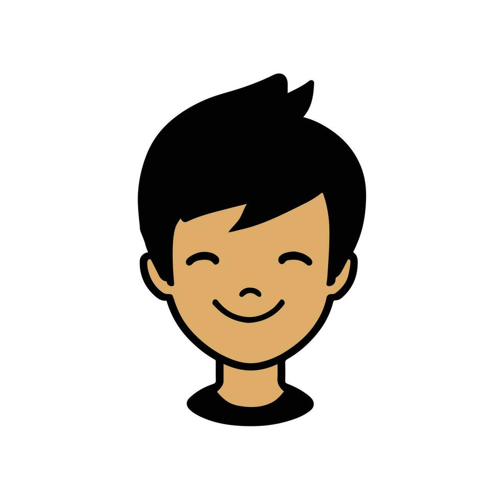 Cute boy face vector cartoon illustration