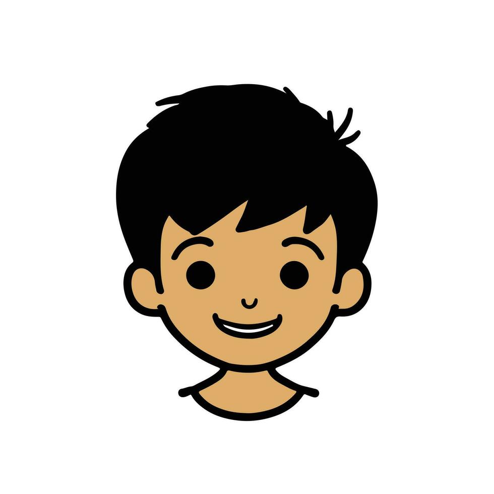 Cute boy face vector cartoon illustration