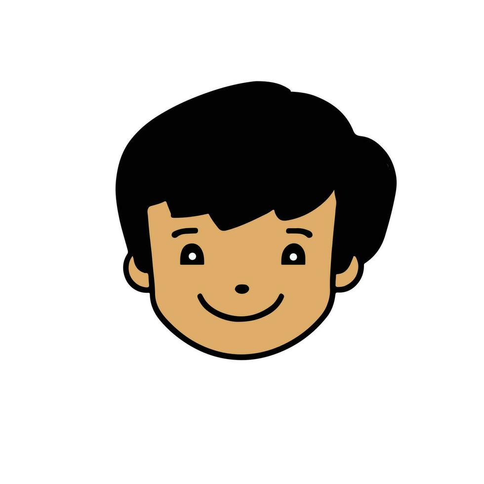Cute cartoon boy face. vector illustration