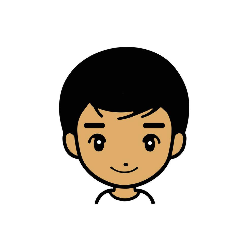 Cute boy face vector cartoon illustration