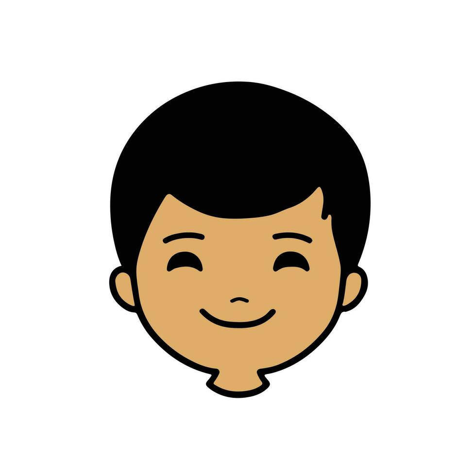 Cute cartoon boy face. vector illustration