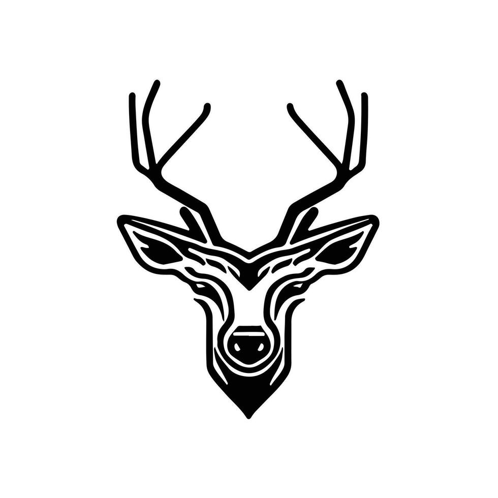 Silhouette black deer face icon, deer logo concept vector illustration