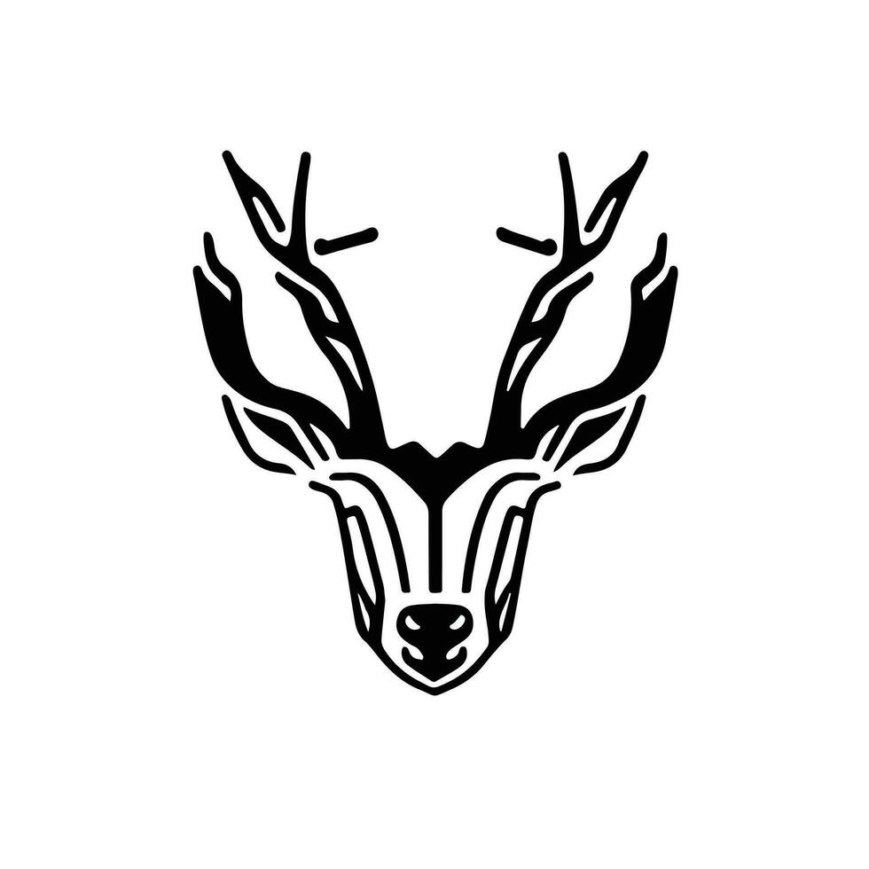 Silhouette black deer face icon, deer logo concept vector illustration