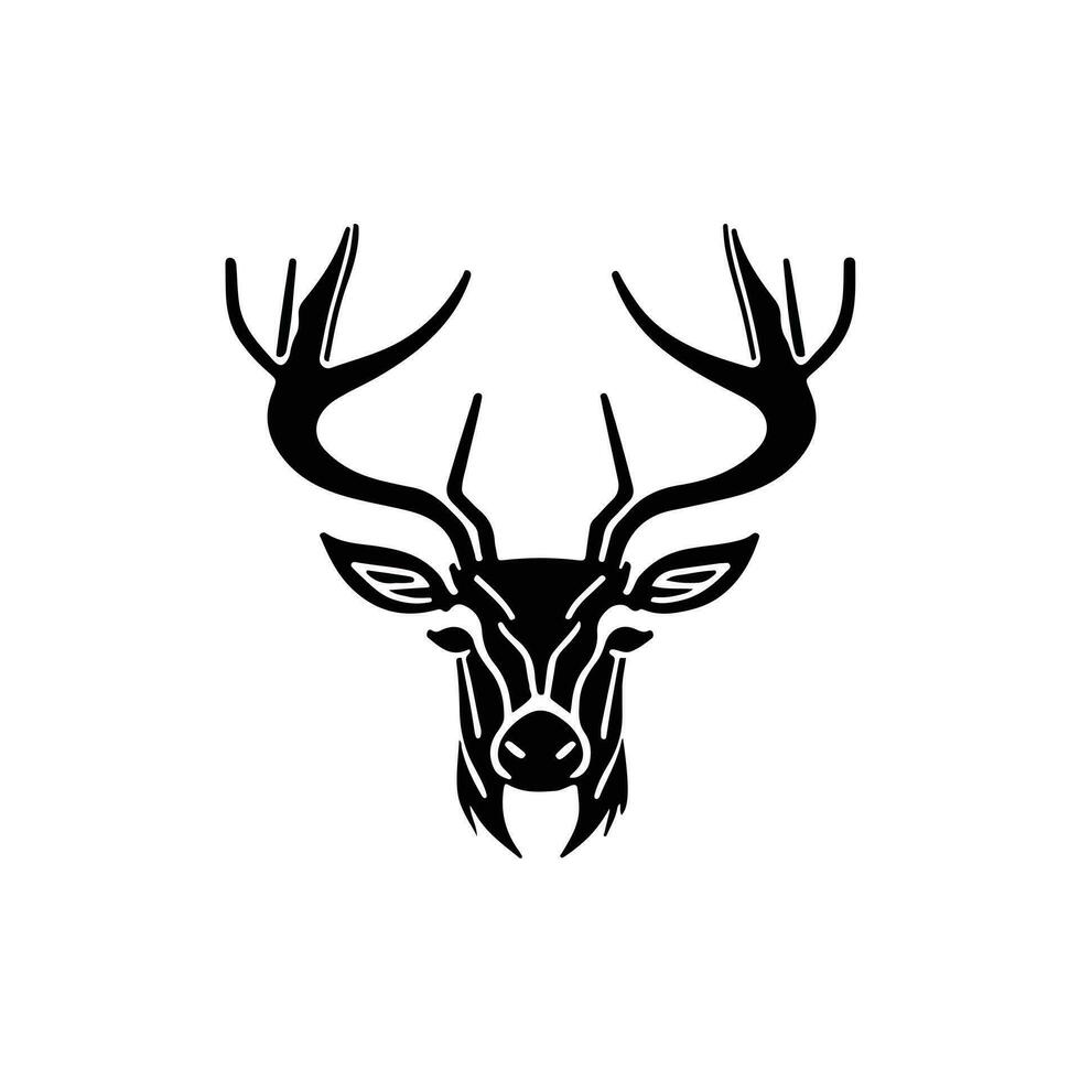 Silhouette black deer face icon, deer logo concept vector illustration