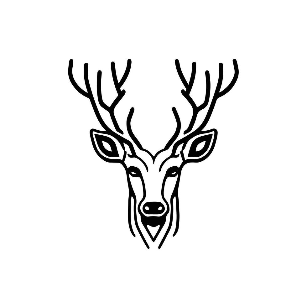 Silhouette black deer face icon, deer logo concept vector illustration