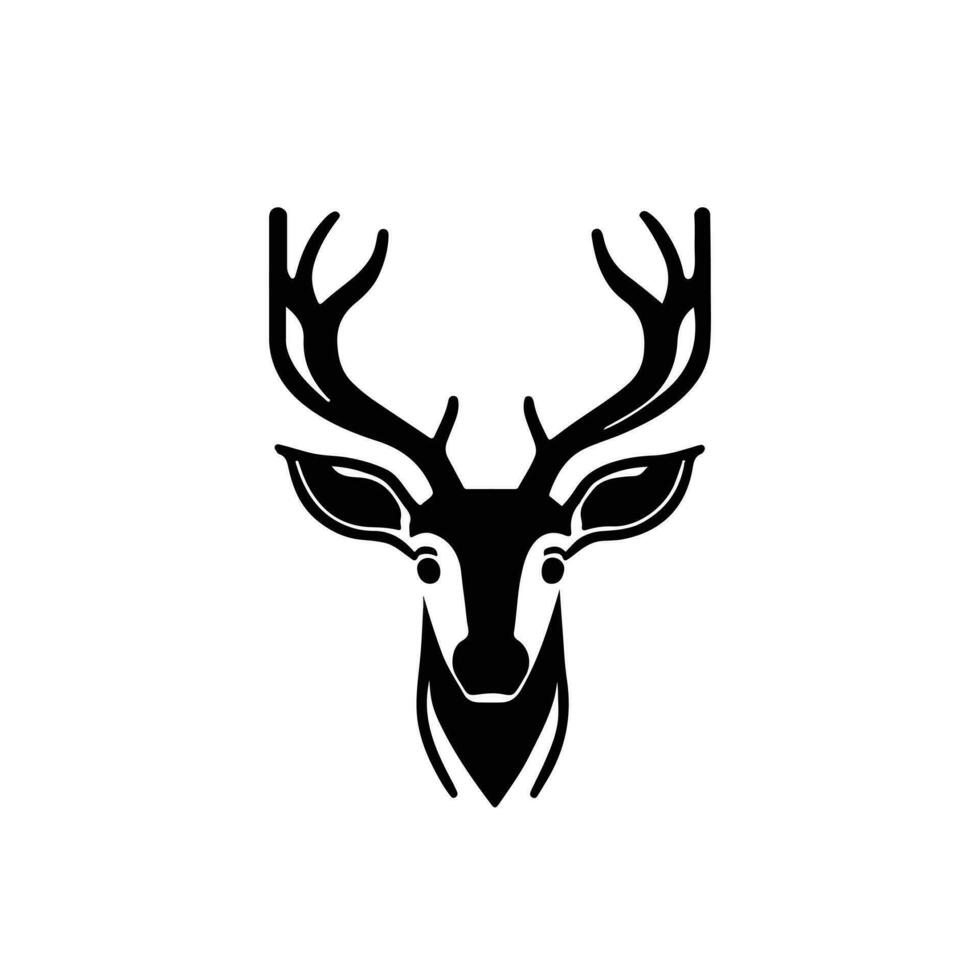 Silhouette black deer face icon, deer logo concept vector illustration