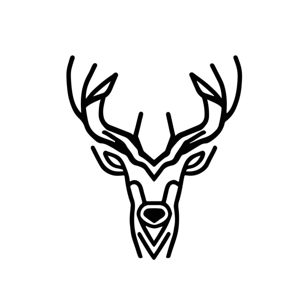 Silhouette black deer face icon, deer logo concept vector illustration