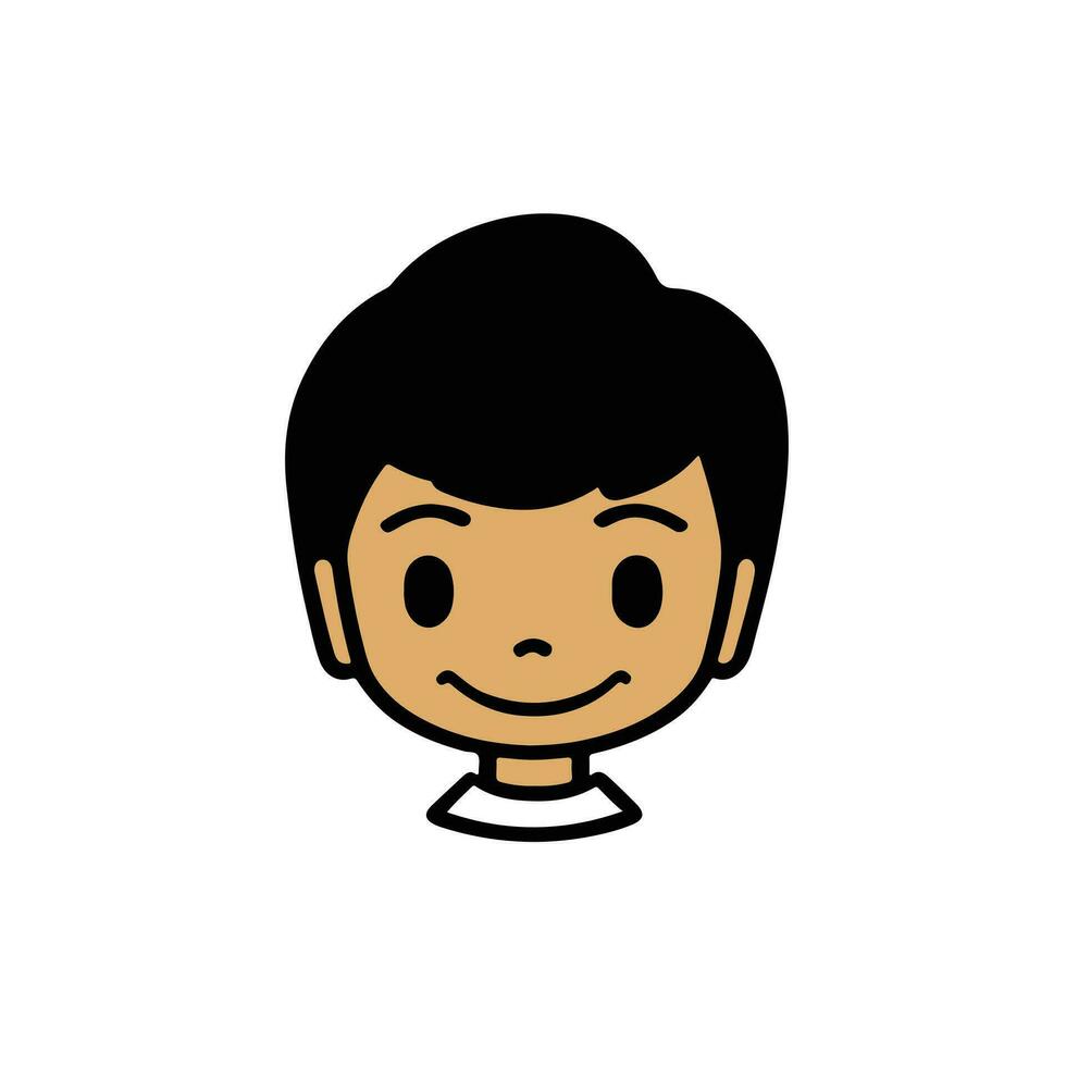 Cute boy face vector cartoon illustration