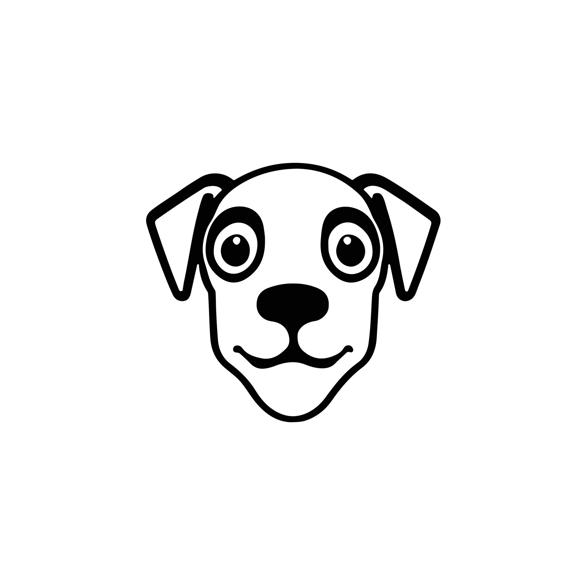 Dog head icon, dog face sign, dog face icon in line art, Vector ...