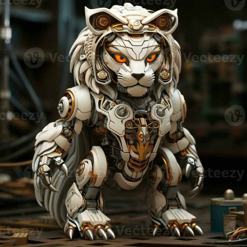 AI generated 3D cartoon lion robot photo