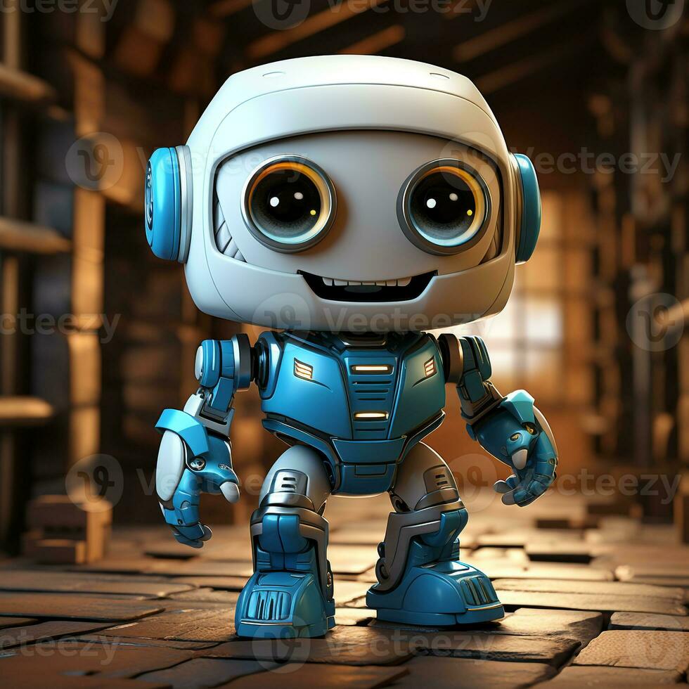 ai generado 3d dibujos animados robot de el futuro foto