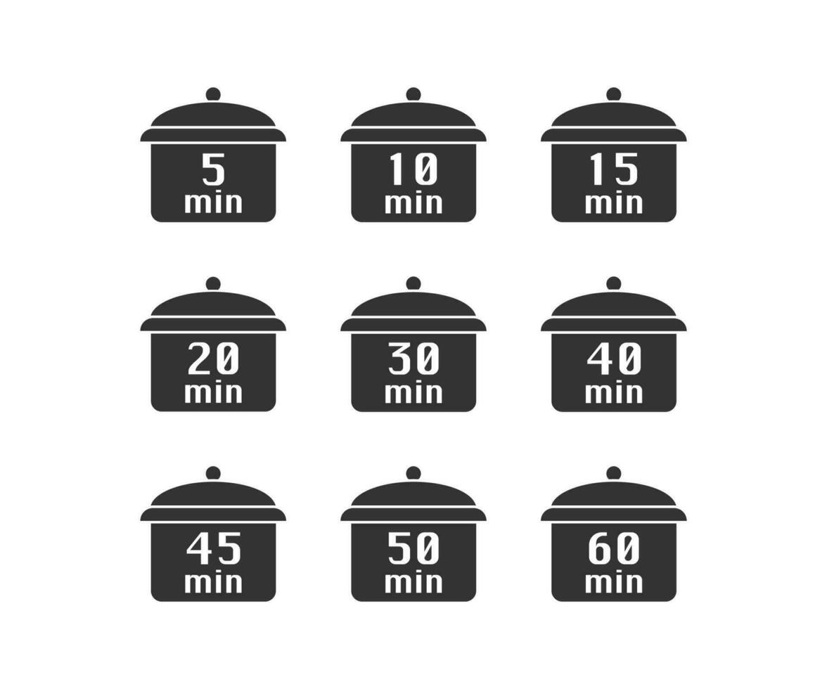 Cooking time and pot icon set. Vector illustration design.