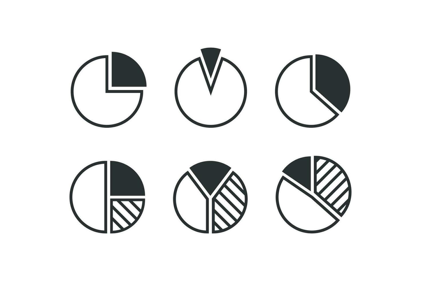 Chart pie icon set. Circle graph illustration symbol. Sign bussines diagram vector