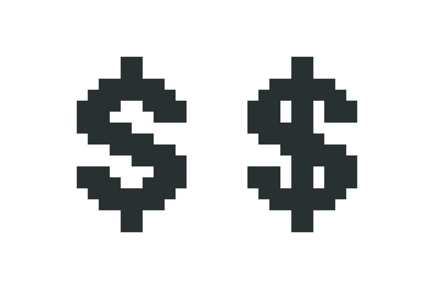 Pixel dollar icon. 8 bit money illustration symbol. Sign american game cash vector