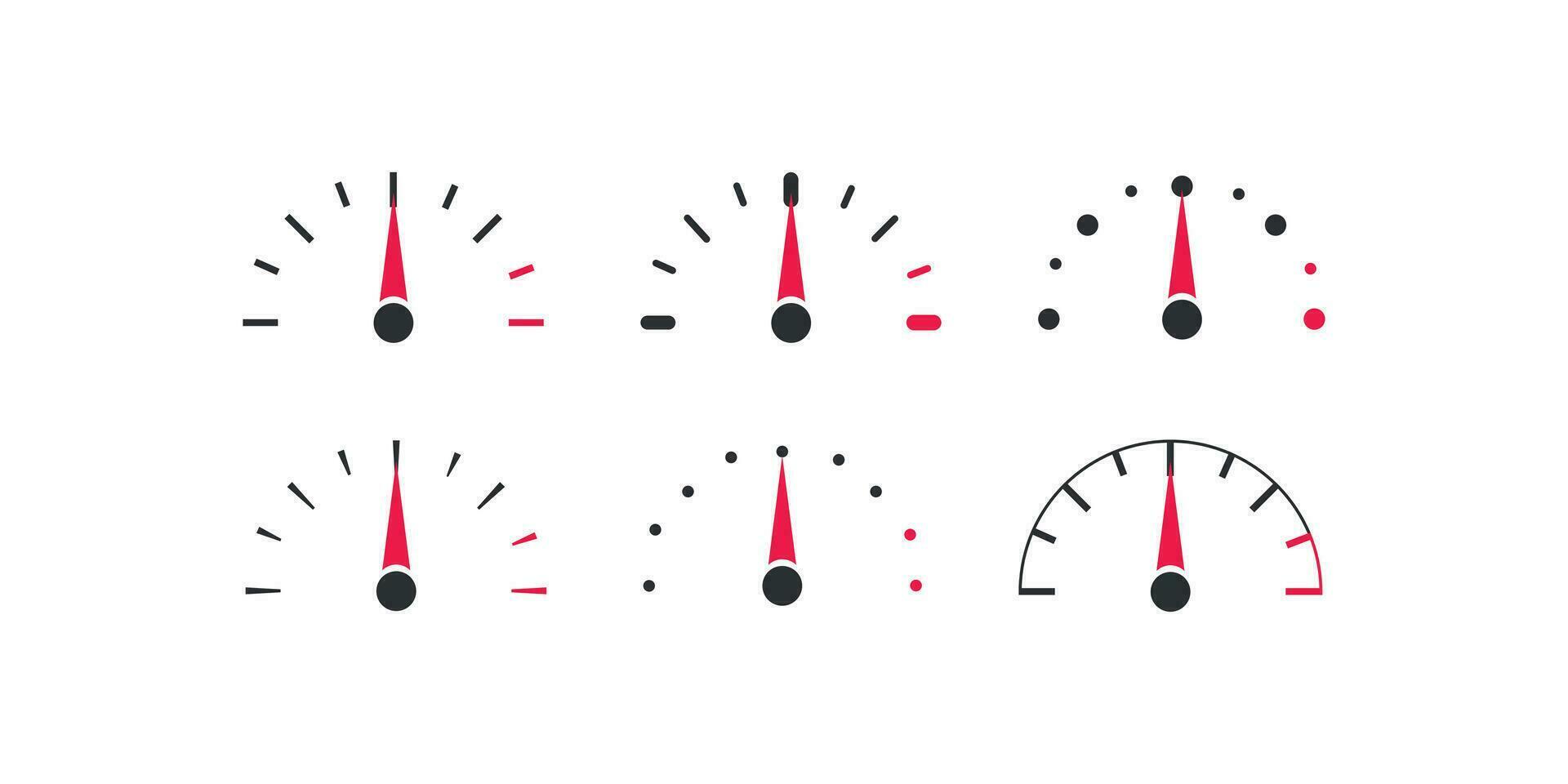 Speedometer icon set. Tachometer illustration symbol. Sign fuel meter vector