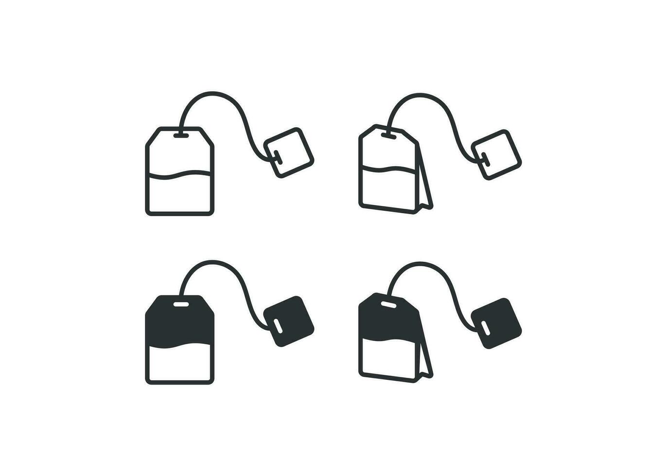 Tea bag icon set. Tea package illustration symbol. Sign teatime vector