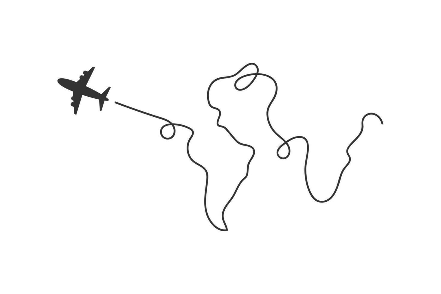 Airplane line icon. Airplane flight around the world illustration symbol. Sign time to travel vector