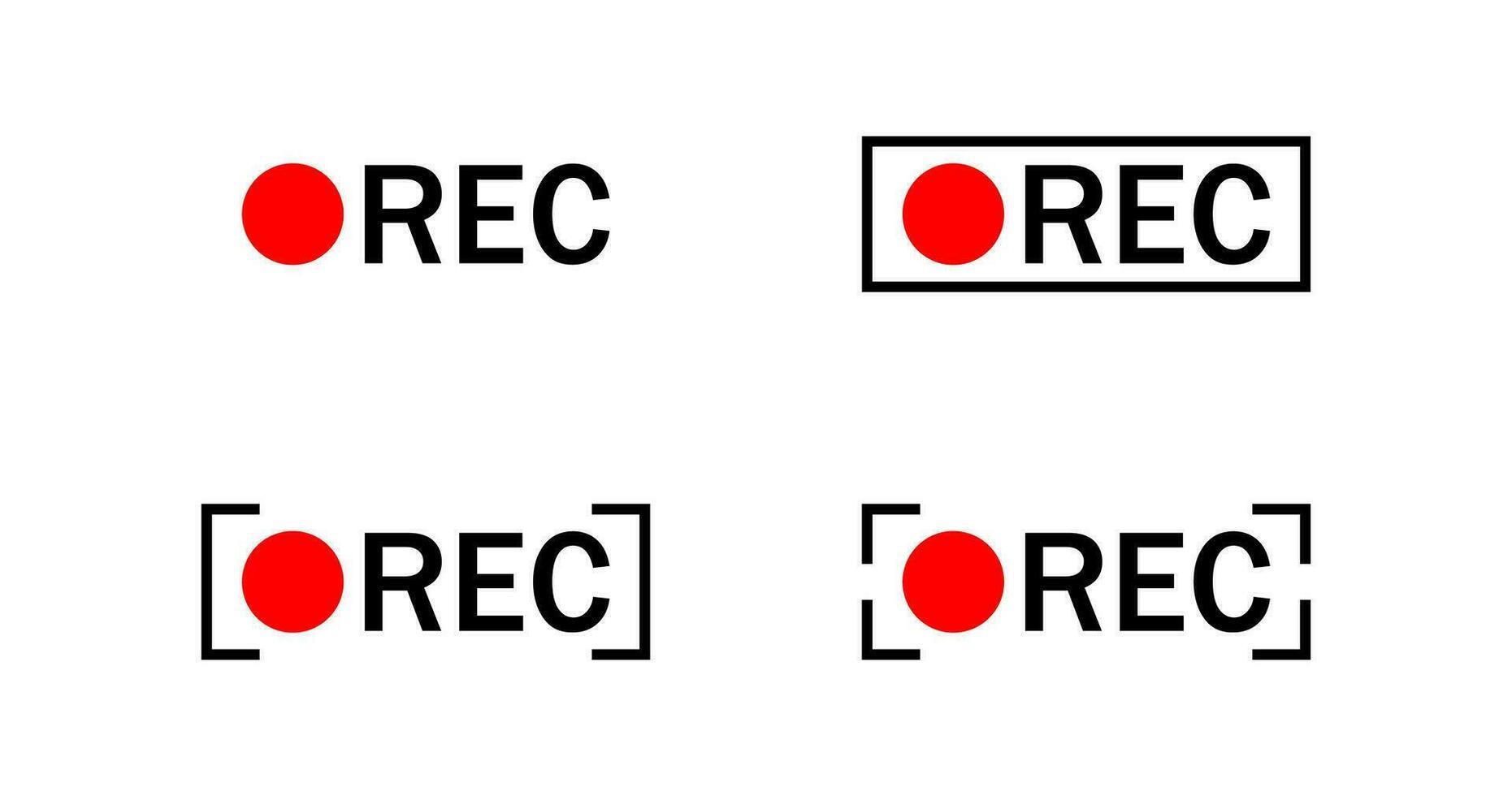 REC icon set. Record illustration symbol. Sign recording vector