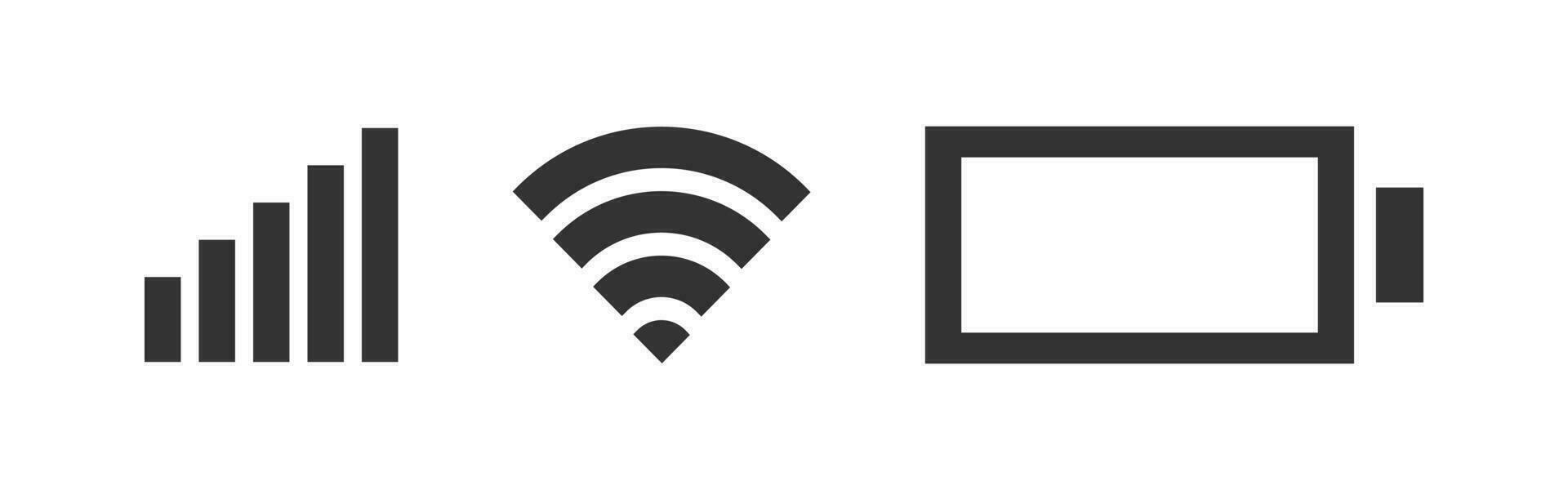 Phone with network, wifi and full battery icon set. Smartphone system illustration symbol. Sign status bar vector