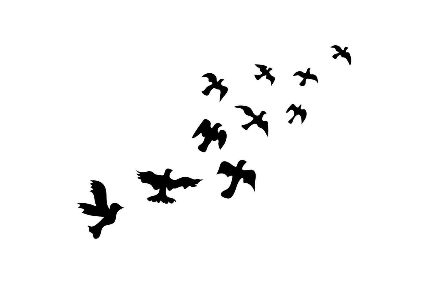 Black flying pigeons icon. Flying bird illustration symbol. Sign flock dove vector