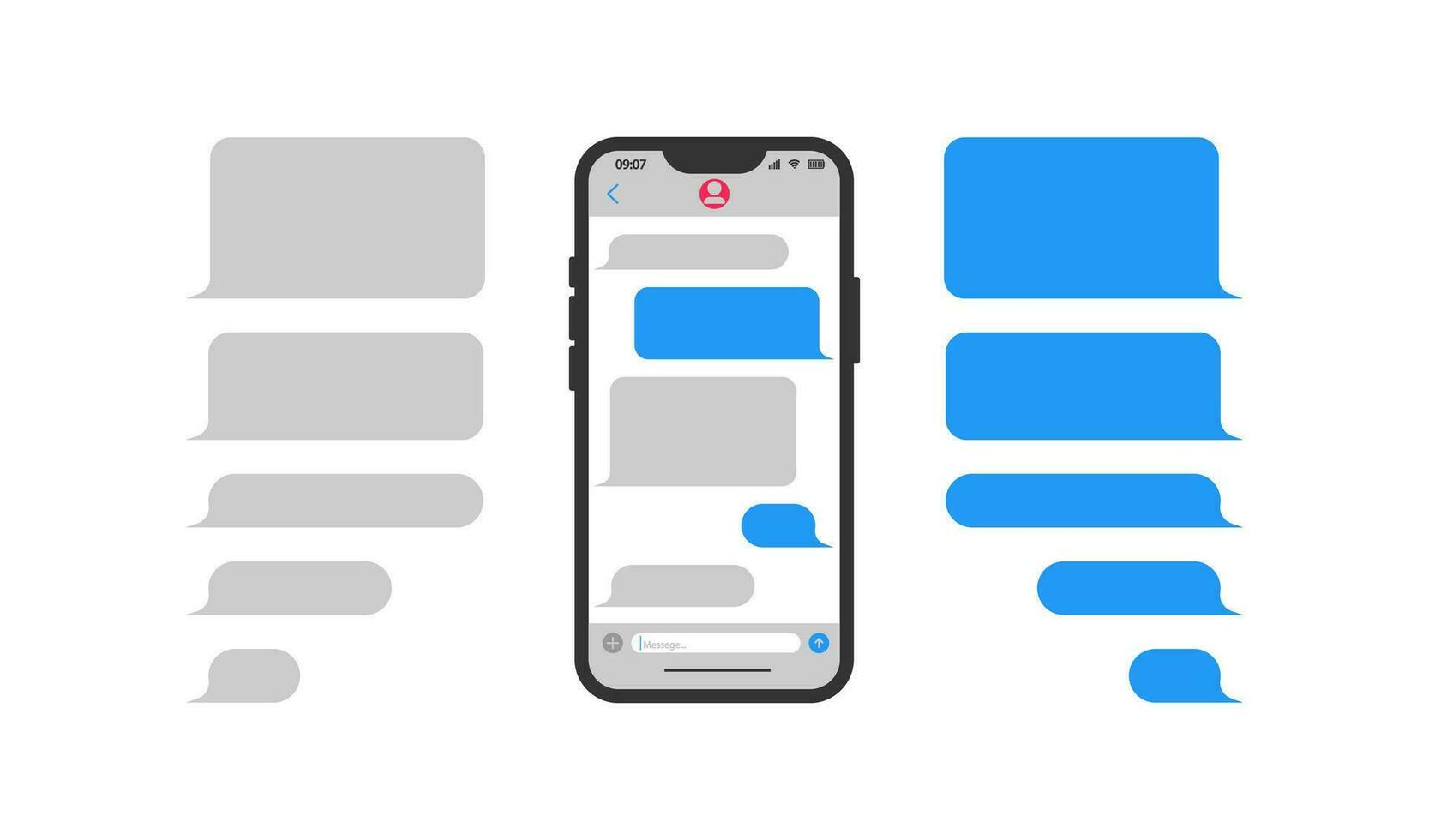 Chat Interface Application with Dialogue window smartphone icon. Bubble messege and phone illustration symbol. Sign messaging vector