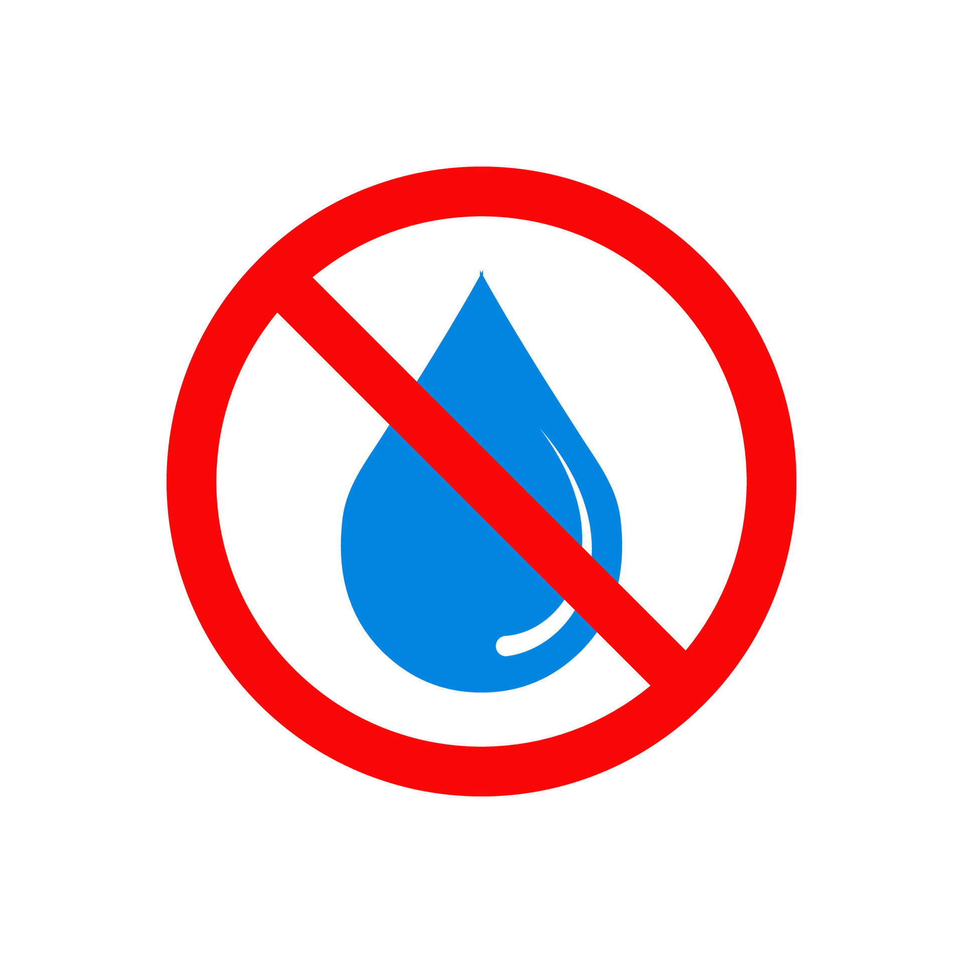 No water sign icon. Water drop forbidden illustration symbol. Sign stop