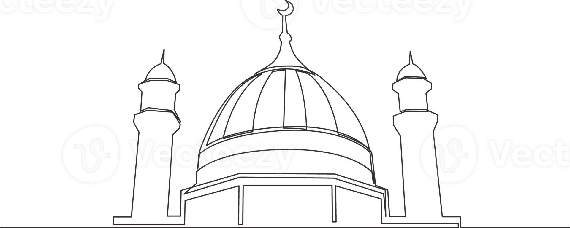 Single continuous line drawing of historical landmark mosque or masjid. Historical construction that use as a place of praying for Islamic person concept one line draw design illustration png