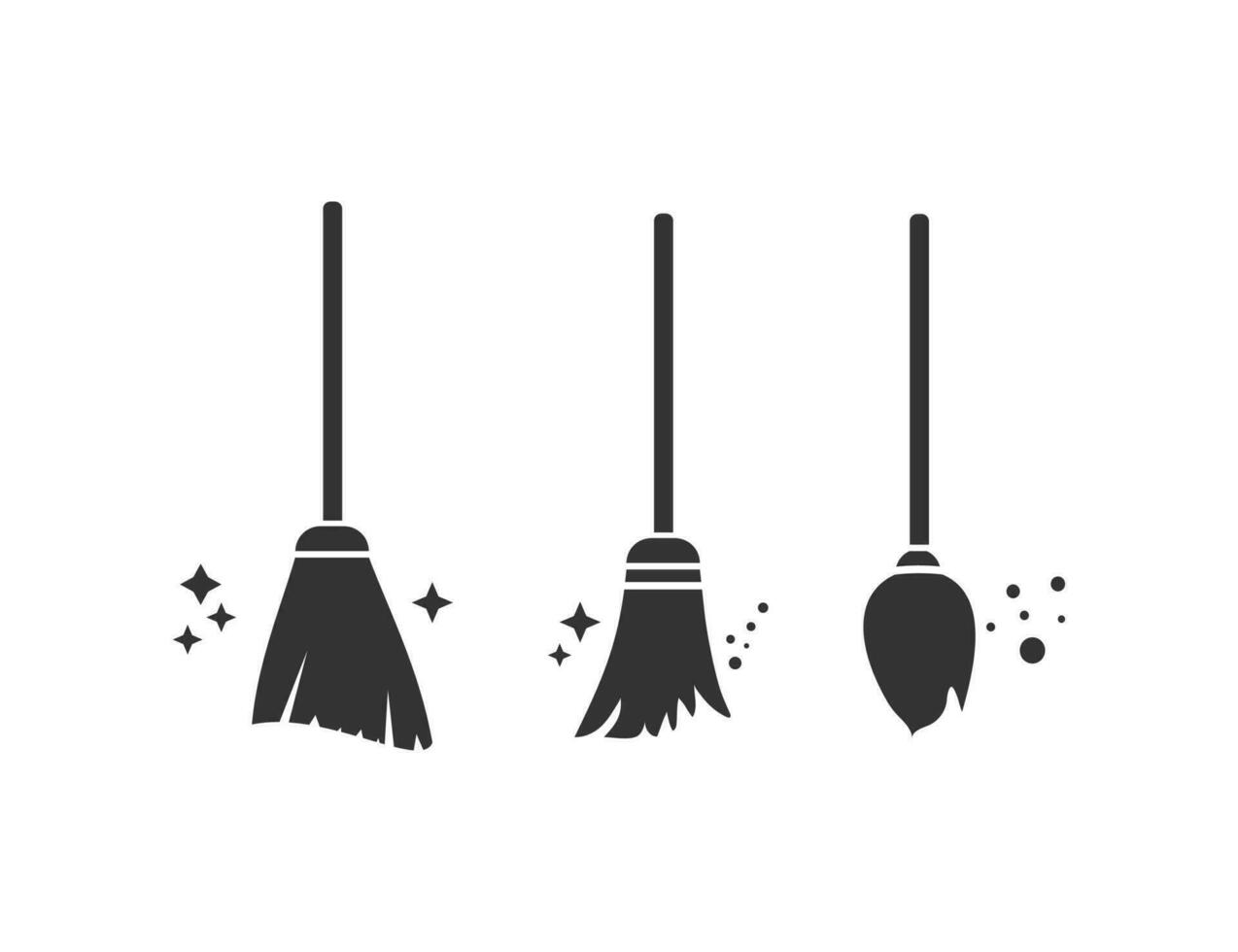 Sweeping broom icon set. Cleaning tool symbol. Sign janitor tool vector flat.