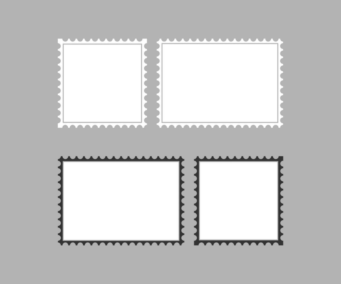 Postage Stamps icon set. Postcard illustration symbol. Blank Postage Stamps collection vector