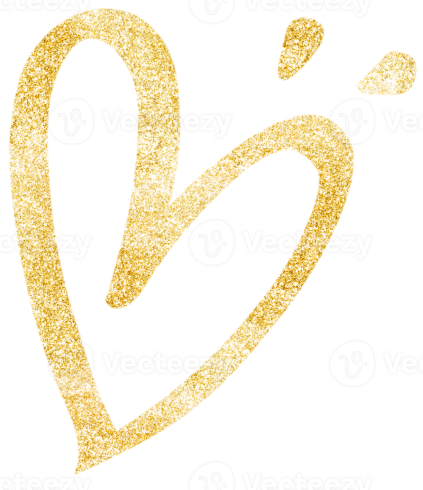 Happy Valentine Day with Gold Glitter Outline Heart png