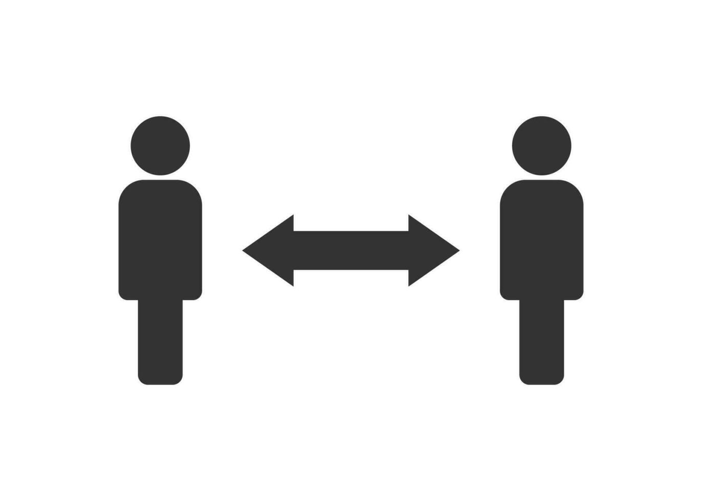 Distance between people icon. Rule behavior symbol. Sign two human and arrows vector. vector