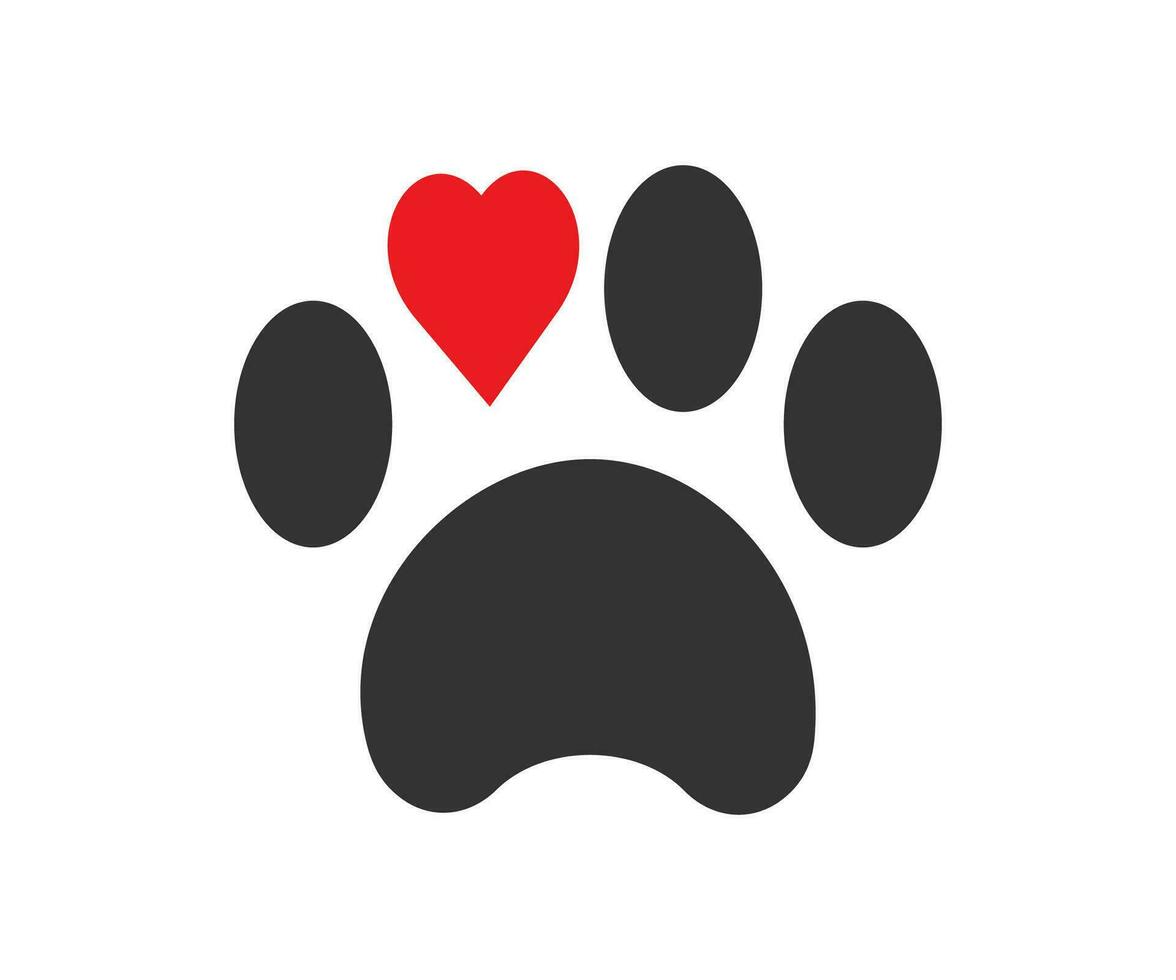 Paw print and heart icon. Love dog symbol. Sign animal vector. vector