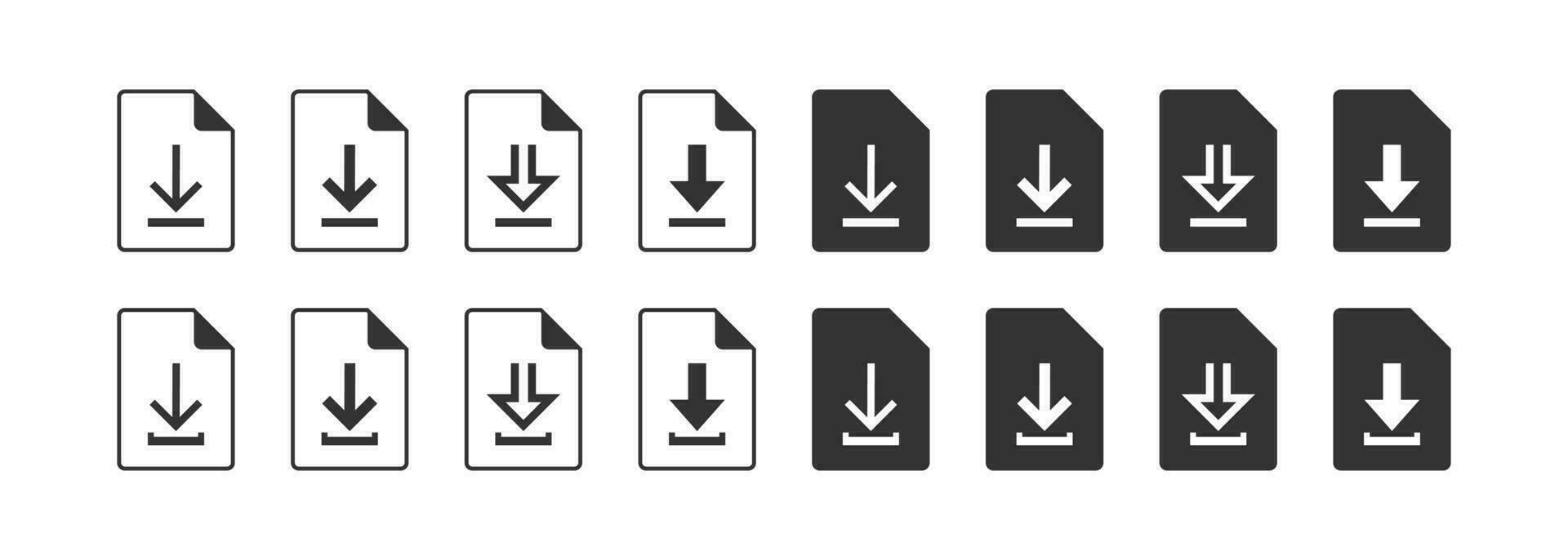 Download file icon set. Document upload symbol. Sign save information vector. vector