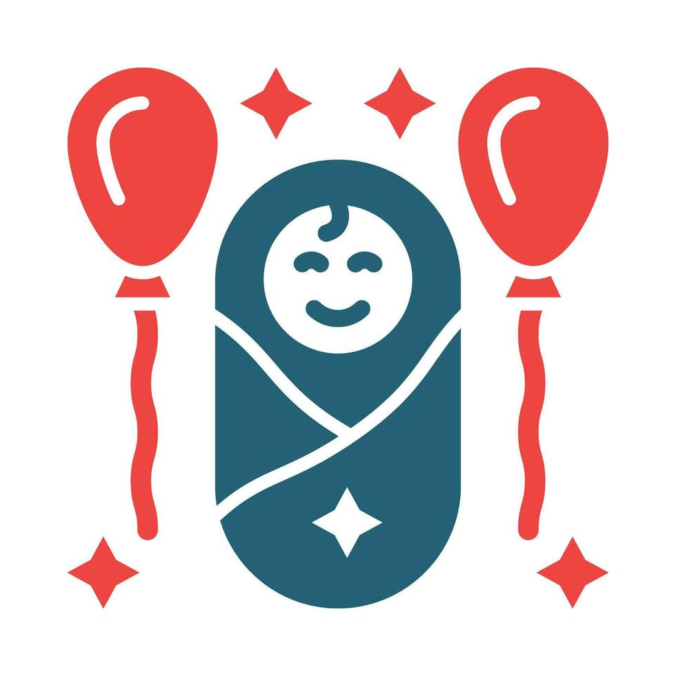Baby Shower Glyph Two Color Icon Design vector
