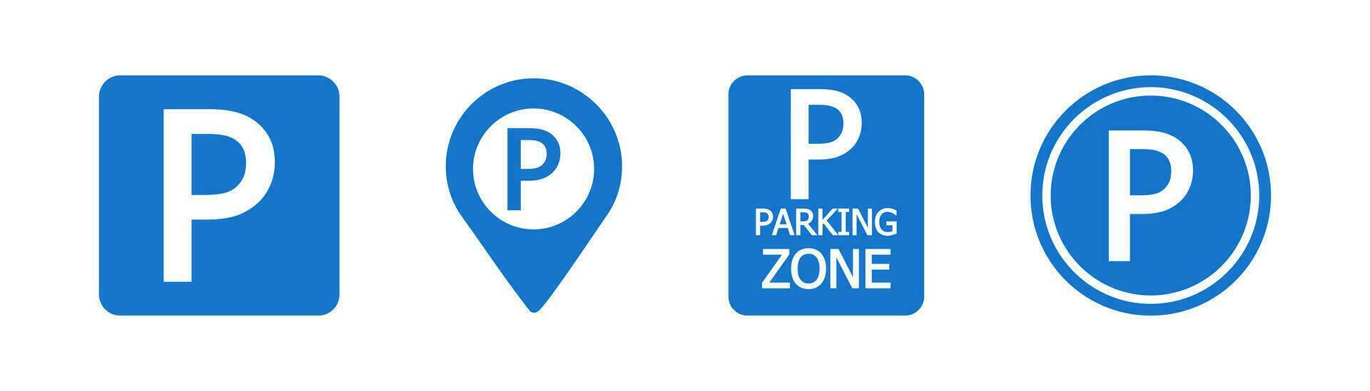 Parking car icon set. Pointer parking symbol. Sign p map vector flat.