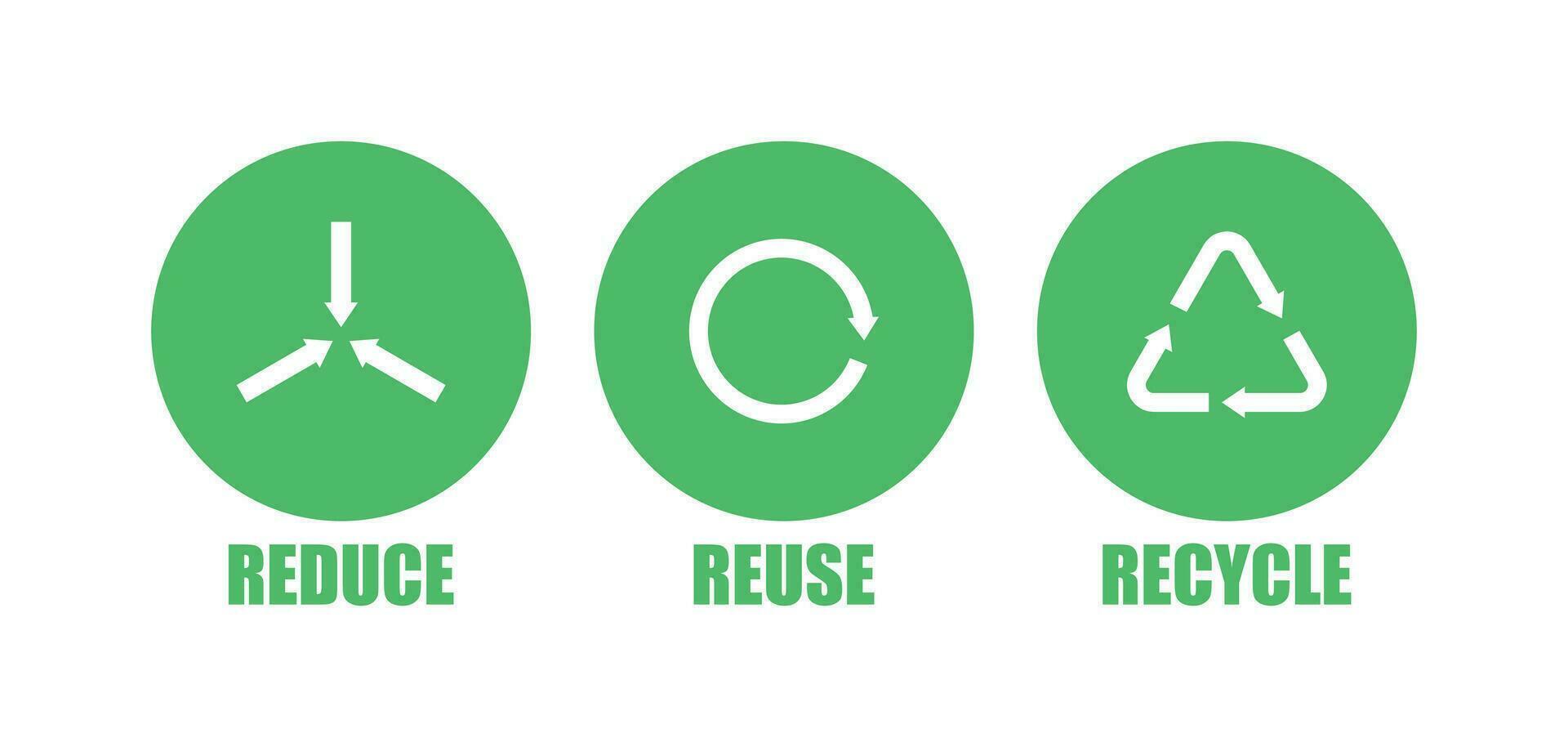 reducir, reutilizar, reciclar icono colocar. bio basura símbolo. firmar eco planeta vector departamento.