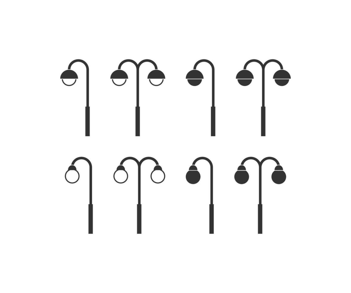 Street light icon set. City lamp symbol. Sign park lamp vector flat.