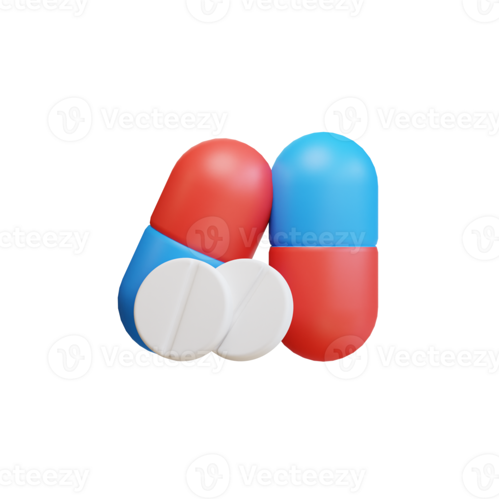 medicine pills and antibiotics capsule 3d icon pharmacy concept png