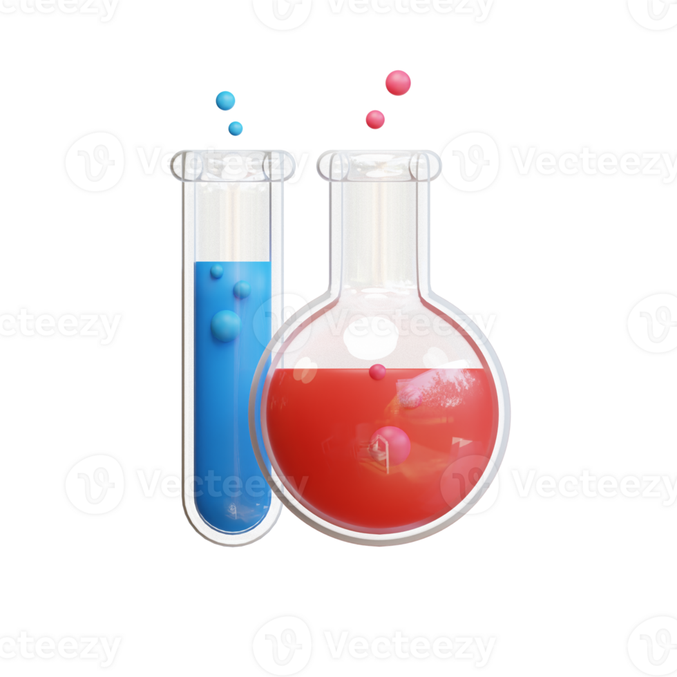 3d diseño de química botella con químico sustancia en de moda colores png