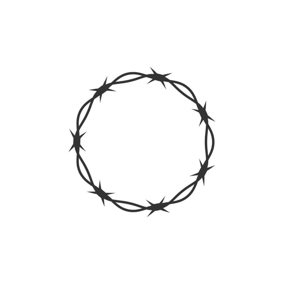 Barbed wire circle icon. Round border symbol. Sign metal wire vector flat.
